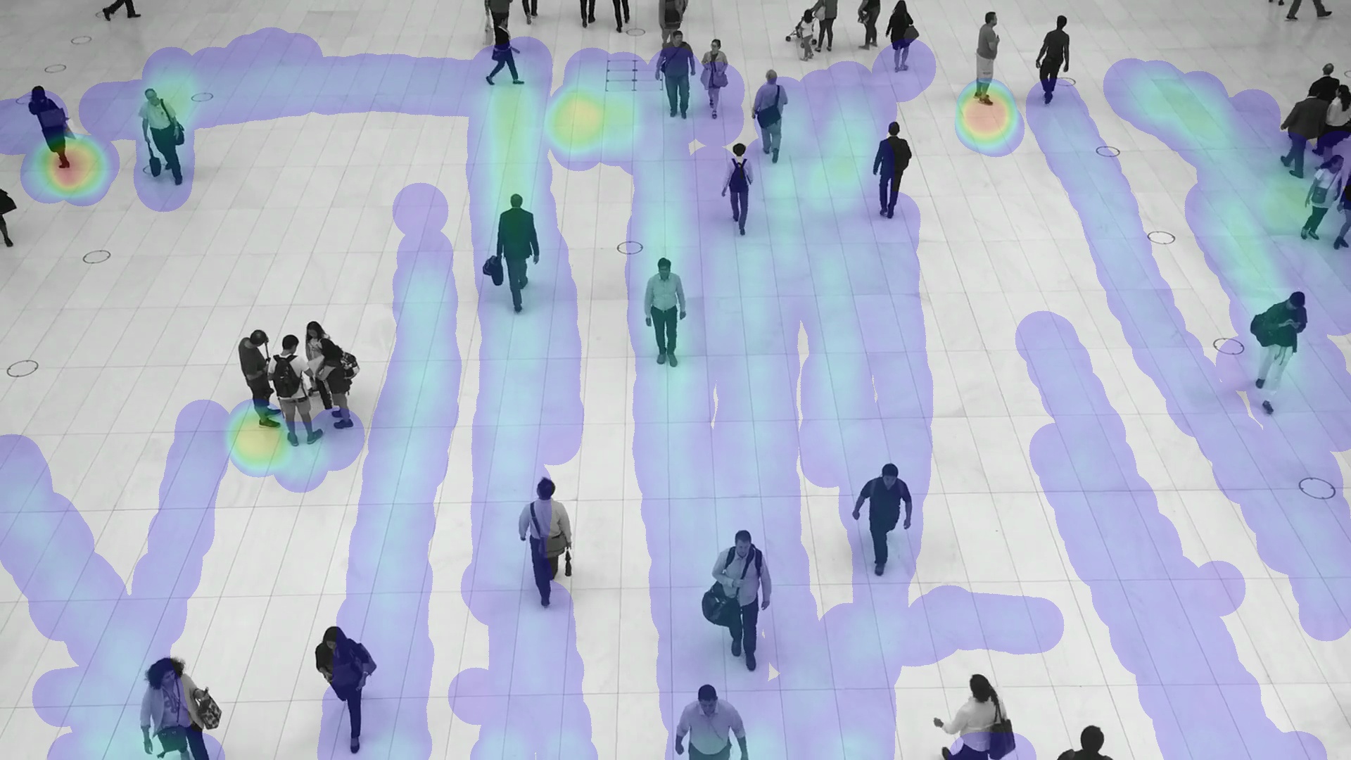 People activity heatmap 10 seconds into the video